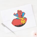 Red Tornado Behind Cityscape Classic Round Sticker