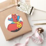 Red Tornado Behind Cityscape Classic Round Sticker