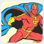 Red Tornado Cape Pose Square Sticker