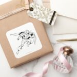 Red Tornado Outline Square Sticker