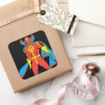 Red Tornado Pose Square Sticker