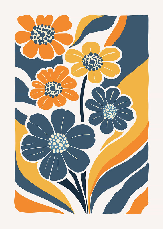 Retro Floral Design Poster