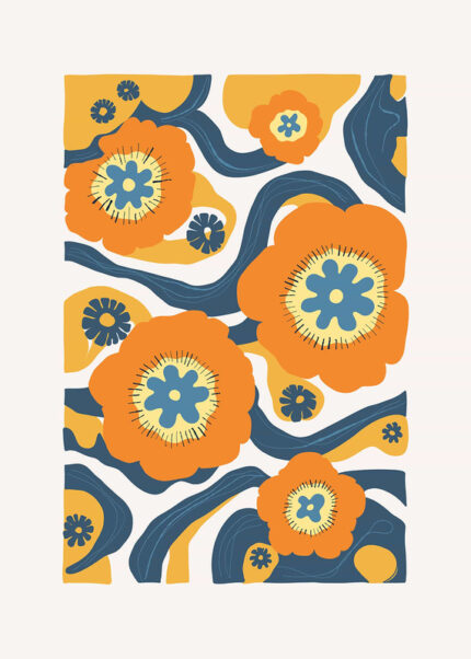 Retro Floral Pattern Poster