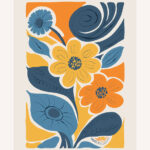 Retro Floral Print Poster