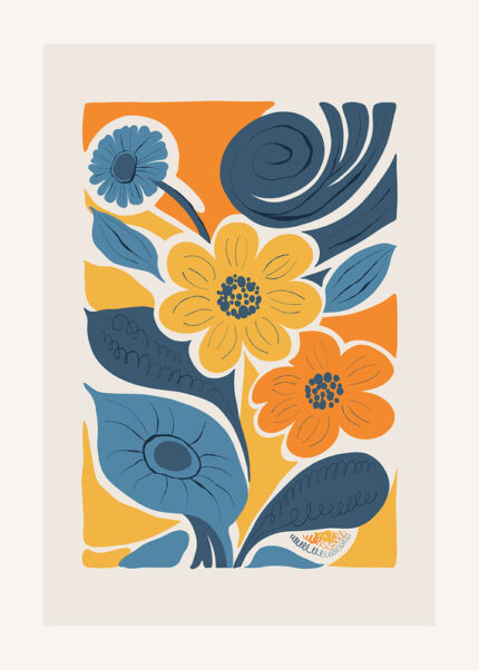 Retro Floral Print Poster