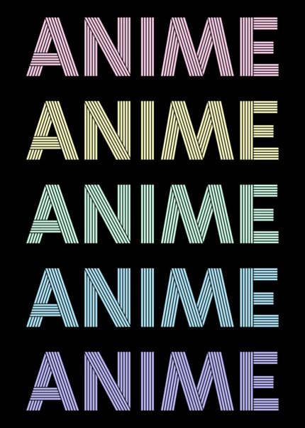 Retro Pastel Anime Text Poster