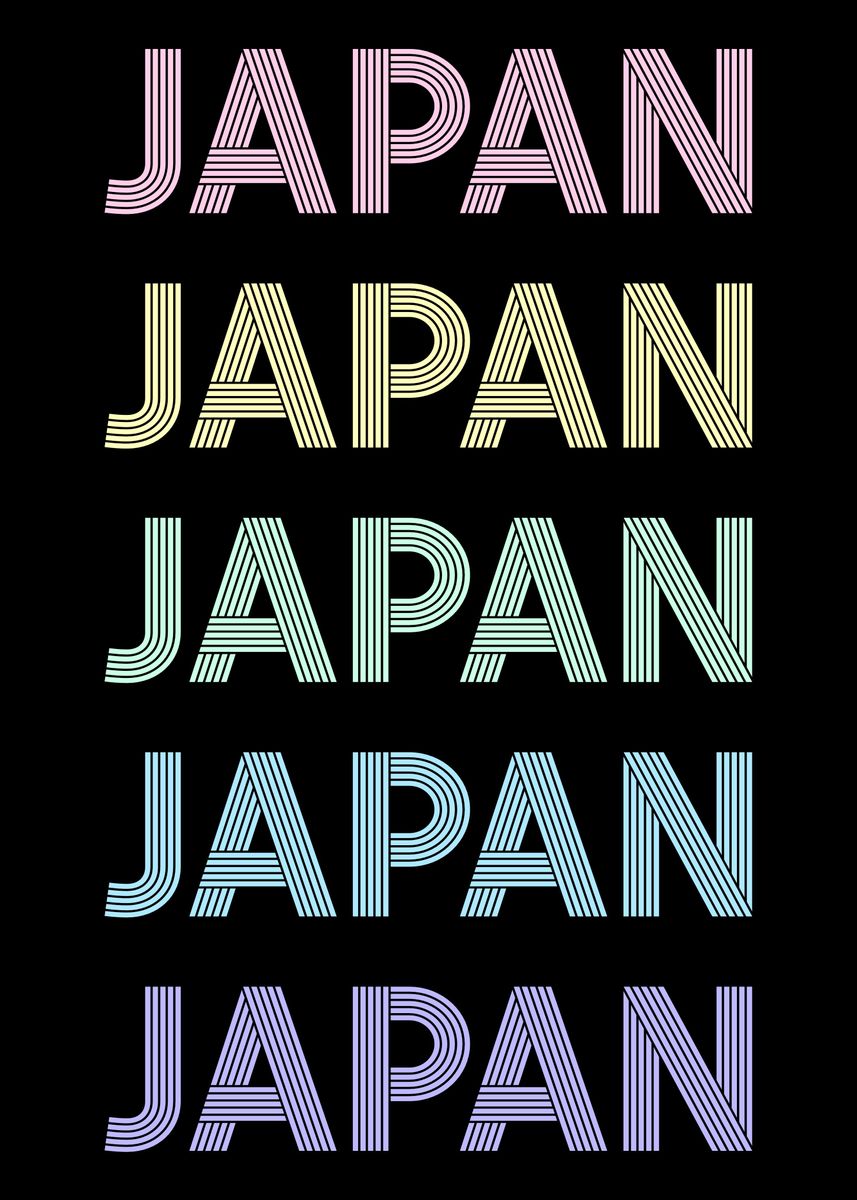 Retro Pastel Japan Text Poster
