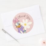 Retro Daisy Duck Daisy Birthday Classic Round Sticker