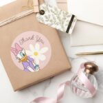 Retro Daisy Duck Daisy Birthday Classic Round Sticker