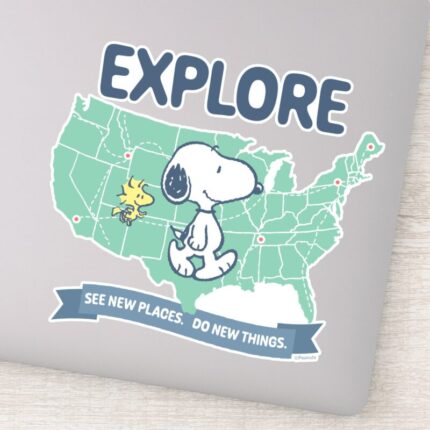 Road Trippin Peanuts Explore Sticker
