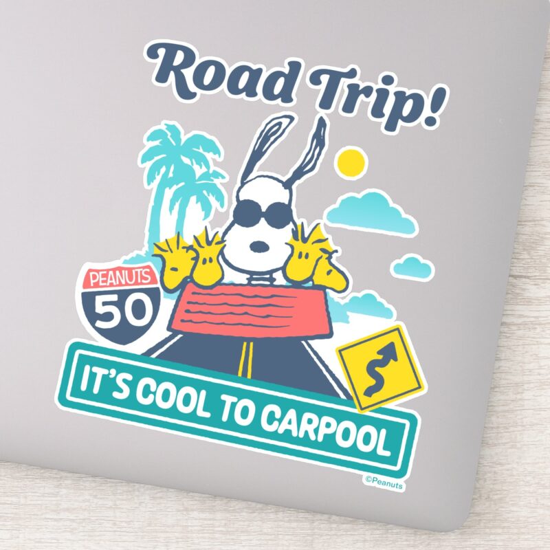 Road Trippin Peanuts Its Cool To Carpool Sticker