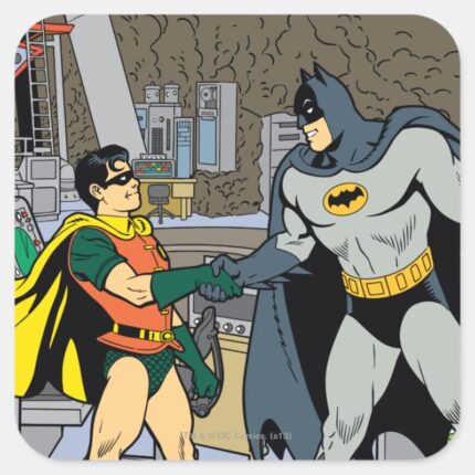 Robin And Batman Handshake Square Sticker