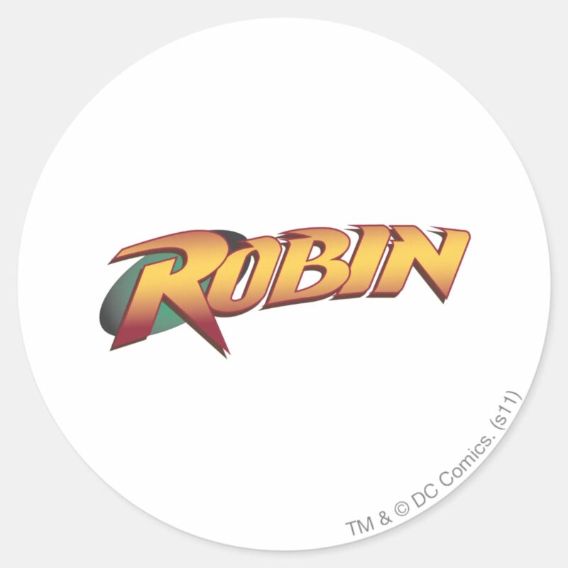 Robin Name Logo Classic Round Sticker Robin Name Logo Classic Round Sticker