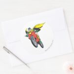 Robin Rides 2 Classic Round Sticker