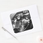 Robin And Batman In Batmobile Square Sticker