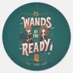 Ron Hermione Wands At The Ready Classic Round Sticker