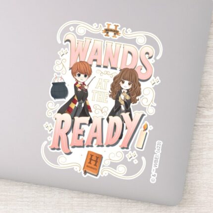 Ron Hermione Wands At The Ready Sticker