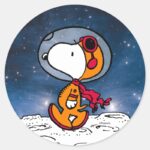 SPACE Snoopy Astronaut Classic Round Sticker