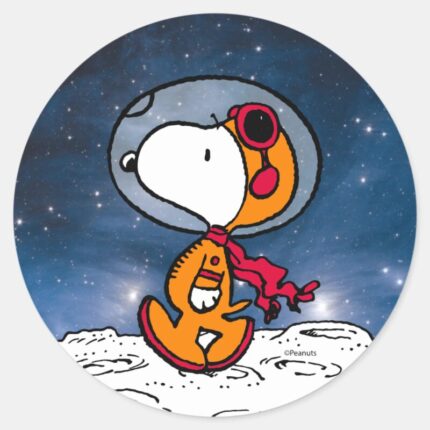 SPACE Snoopy Astronaut Classic Round Sticker