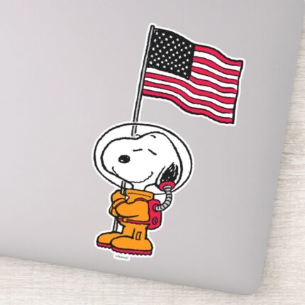 SPACE Snoopy With Flag Astronaut Sticker