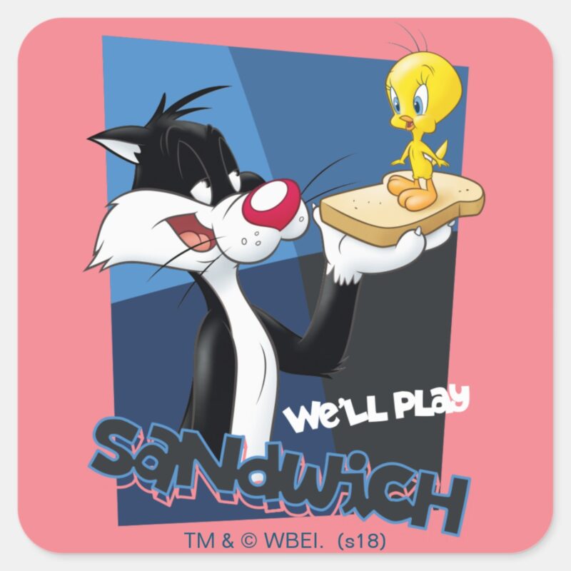SYLVESTER™ TWEETY™ Well Play Sandwich Square Sticker SYLVESTER™ TWEETY™ Well Play Sandwich Square Sticker