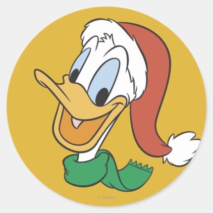 Santa Donald Duck Classic Round Sticker