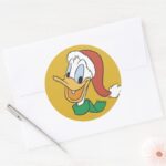Santa Donald Duck Classic Round Sticker