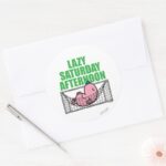 Saturday Afternoon With Mr. Lazy Classic Round Sticker