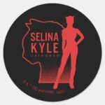 Selina Kyle Catwoman Outline Logo Classic Round Sticker