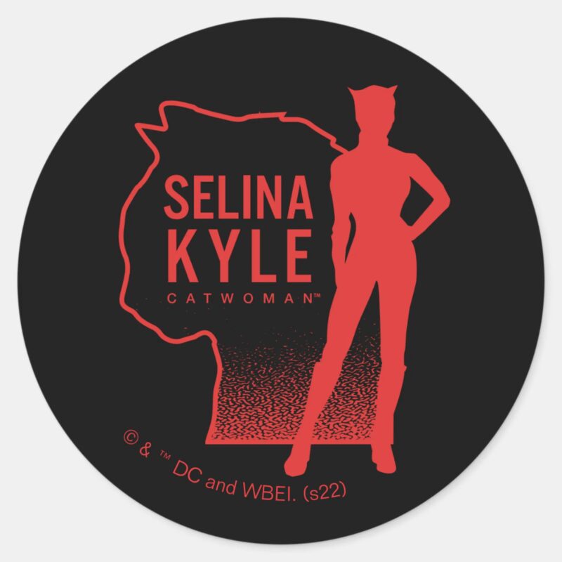 Selina Kyle Catwoman Outline Logo Classic Round Sticker Selina Kyle Catwoman Outline Logo Classic Round Sticker
