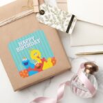 Sesame Pals Birthday Pattern Square Sticker