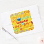 Sesame Pals Celebration Pattern Square Sticker
