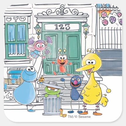 Sesame Pals Doodley Graphic Square Sticker