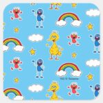 Sesame Pals Rainbow Doodley Pattern Square Sticker