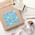 Sesame Pals Rainbow Doodley Pattern Square Sticker