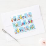 Sesame Pals Walking Along Sesame Street Pattern Square Sticker