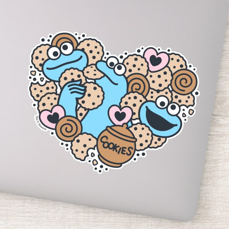 Sesame Sesame Cookie Monster Doodle Heart Sticker Sesame Sesame Cookie Monster Doodle Heart Sticker