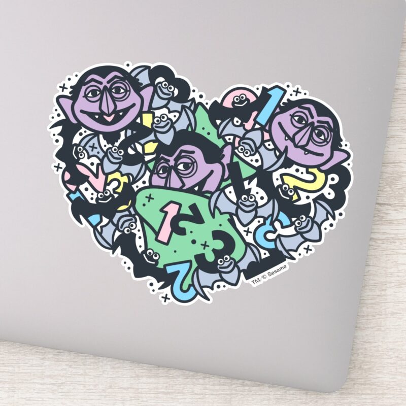 Sesame Sesame Count Von Count Doodle Heart Sticker Sesame Sesame Count Von Count Doodle Heart Sticker