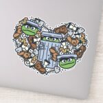 Sesame Sesame Oscar The Grouch Doodle Heart Sticker