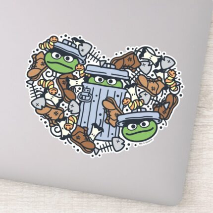 Sesame Sesame Oscar The Grouch Doodle Heart Sticker