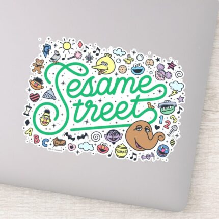 Sesame Sesame Sesame Street Green Doodle Script Sticker