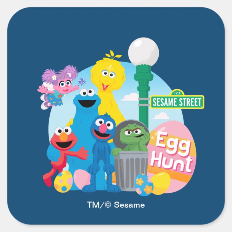 Sesame Street Easter Egg Hunt Square Sticker Sesame Street Easter Egg Hunt Square Sticker