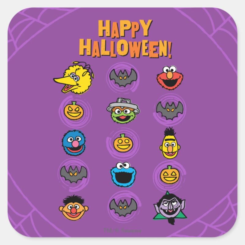 Sesame Street Pals Happy Halloween Square Sticker Sesame Street Pals Happy Halloween Square Sticker