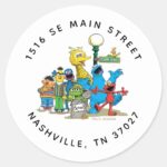 Sesame Street Pals Baby Shower Address Classic Round Sticker