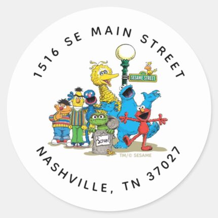 Sesame Street Pals Baby Shower Address Classic Round Sticker
