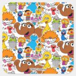 Sesame Street Pals Doodley Pattern Square Sticker