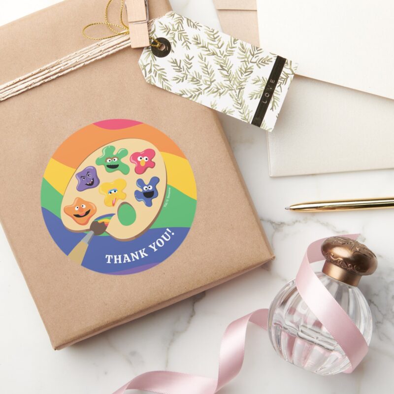 Sesame Street Pals Rainbow Art Party Thank You Classic Round Sticker