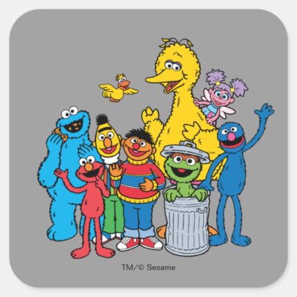 Sesame Street Pals Waving Square Sticker
