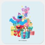 Sesame Street Pals And Presents Square Sticker