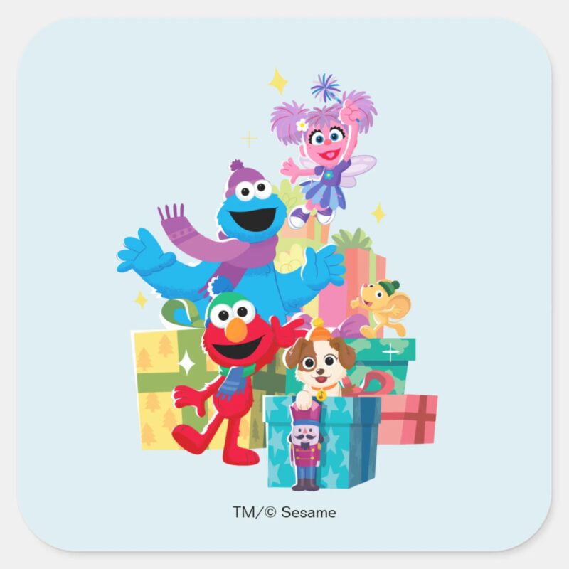 Sesame Street Pals And Presents Square Sticker Sesame Street Pals And Presents Square Sticker